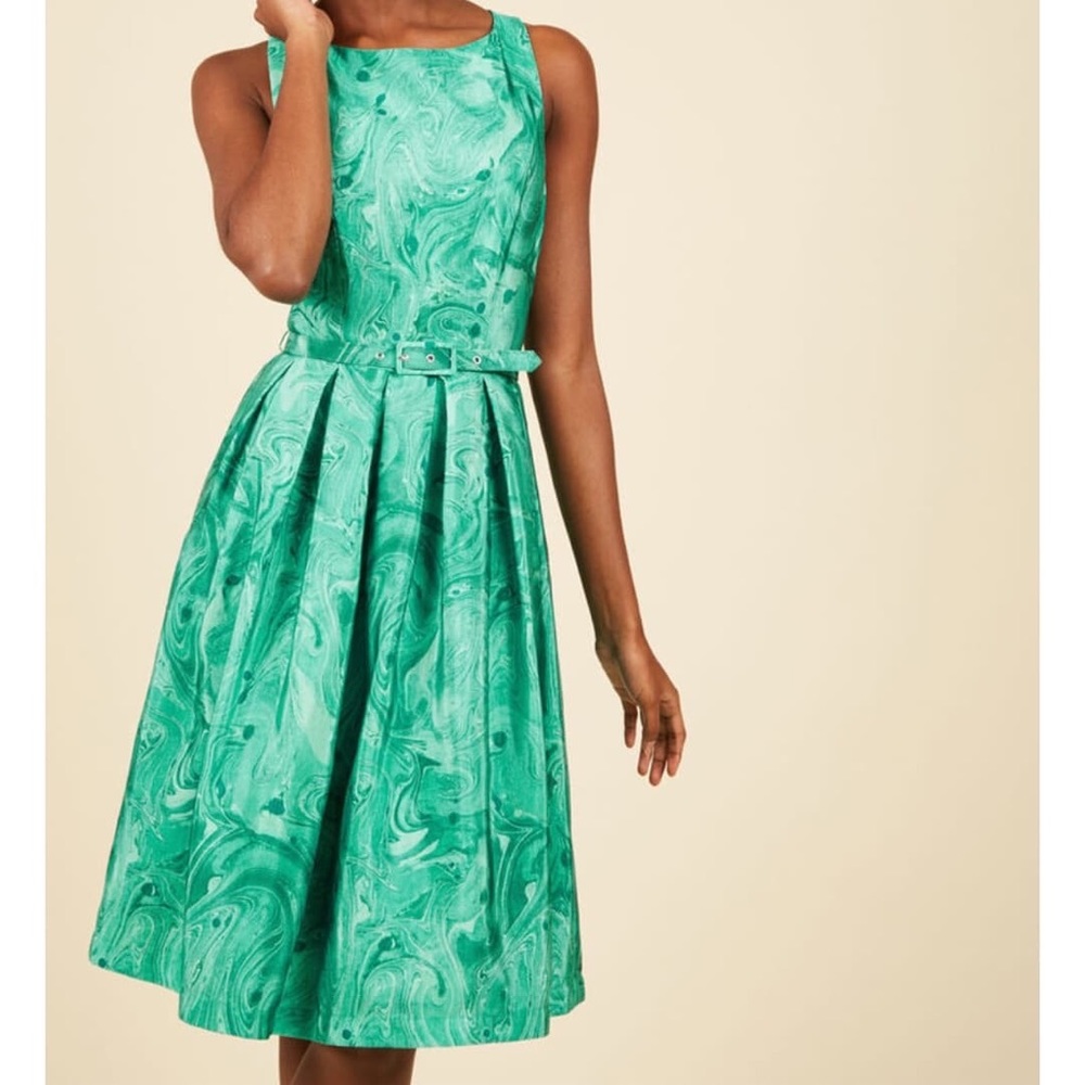ModCloth Innate Fit and Flare Dress In Malachite